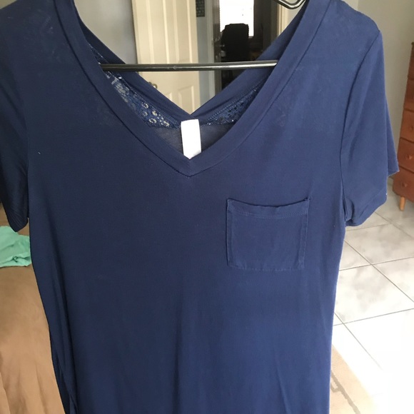 Lace Back Double V Tee - Picture 2 of 6